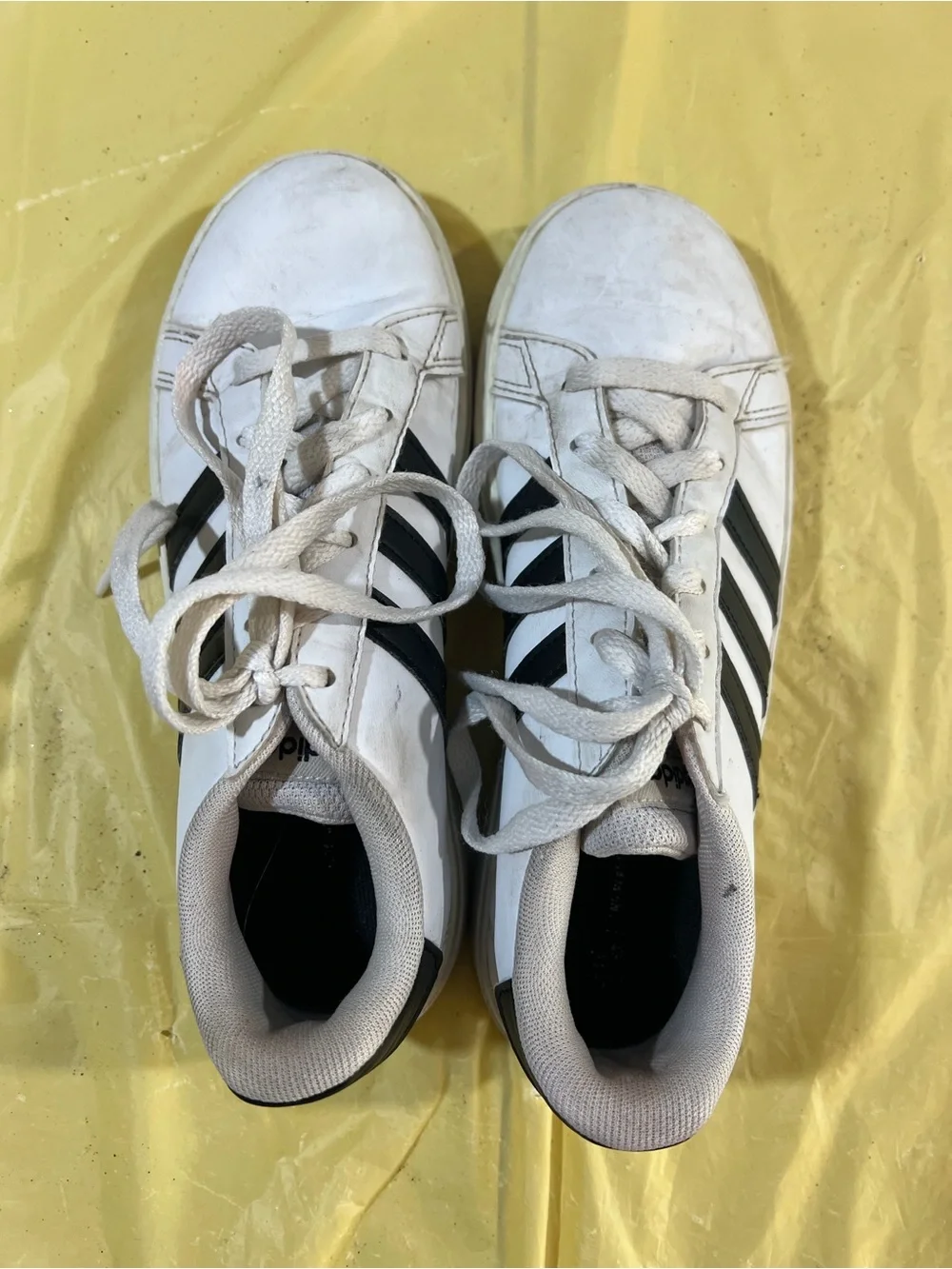 adidas White and Black Kids Sneakers - Classic Three-Stripes